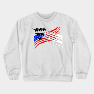 F18 Hornets flying across American Flag Crewneck Sweatshirt